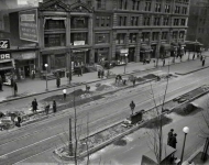 Washington DC circa  Curb work -- car stop on th Street NW Streetcar infrastructure